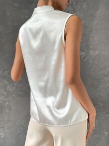 BizChic V領無袖緞面襯衫工作服