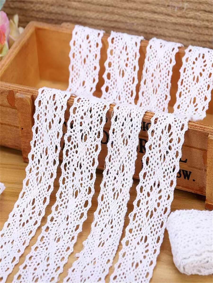 1roll 2M Hollow Out DIY Webbing Lace, Embroidery Lace Ribbon For Scalloped Edge Crochet Lace DIY Sewing - White - View 1