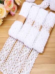 1roll 2M Hollow Out DIY Webbing Lace, Embroidery Lace Ribbon For Scalloped Edge Crochet Lace DIY Sewing - White - View 2