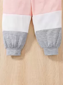 男嬰字母圖案撞色套頭衫和運動褲 - 彩色 - 查看 6