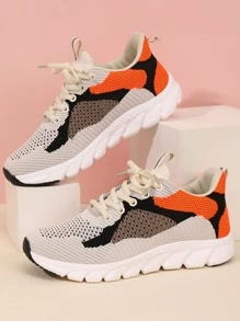 Men Color Block Lace-up Front Running Shoes - Multicolor - View 1