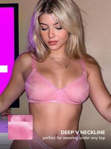 LUVLETTE Sheer Fantasy Shimmer Wirefree Bralet - Pink - View 2