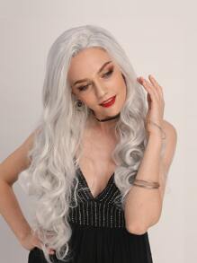 13*1 T-Part Lace Long Curly Synthetic Wig - White - View 6