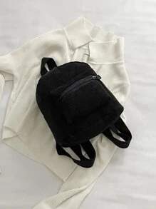 Ba lô nhung nhỏ có túi phía trước dành cho doanh nhân, nữ tuổi teen, sinh viên đại học, tân binh và nhân viên cổ trắng, hoàn hảo cho văn phòng, đại học, công việc, kinh doanh, đi làm, ngoài trời, du lịch, đi chơi, túi đi học, di động, nhẹ, cổ điển thông thường, thích hợp cho Cô gái tuổi teen Nữ sinh viên đại học, Hoàn hảo để trở lại trường học, Ngày đầu tiên đến trường, Đại học, Trung học cơ sở, Trung học phổ thông, Kỳ nghỉ - màu đen - Xem 5