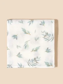 1pc Oeko-Tex Certified Bamboo Leaf Print Breathable Soft Baby Swaddle Blanket