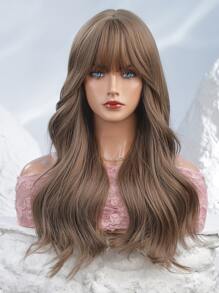 HAIRCUBE 24 英寸棕色劉海長捲髮美麗優雅溫柔迷人合成假髮女式 - 棕色 - 查看 5