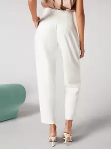 BizChic Solid Tailored Trousers - White - View 2