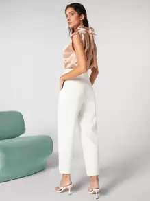 BizChic Solid Tailored Trousers - White - View 6