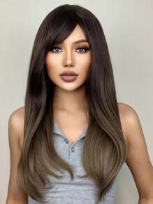 HAIRCUBE 20 英寸棕色劉海中長直發華麗美麗優雅合成假髮女式 - 彩色 - 查看 4