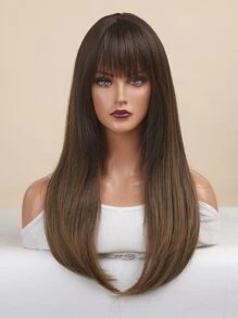 HAIRCUBE 20 英寸棕色劉海中長直發華麗美麗優雅合成假髮女式 - 彩色 - 查看 5