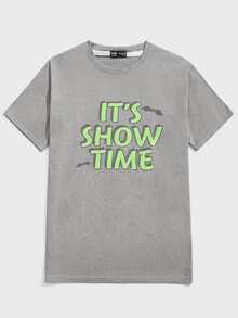 ROMWE MEN WB Horror | ROMWE Hombres Camiseta con estampado de letra - Gris Claro - Ver 7