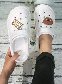 Zuecos con estampado de dibujos animados con abertura - Blanco - Ver 1