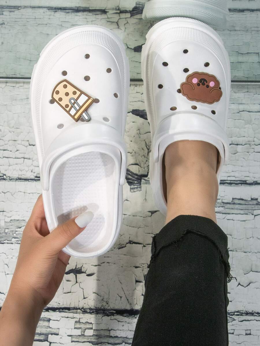 Zuecos con estampado de dibujos animados con abertura - Blanco - Ver 1