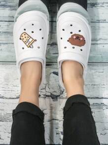 Zuecos con estampado de dibujos animados con abertura - Blanco - Ver 2