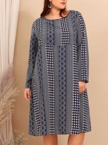 EMERY ROSE Vestido smock con estampado de rayas & floral - Multicolor - Ver 3