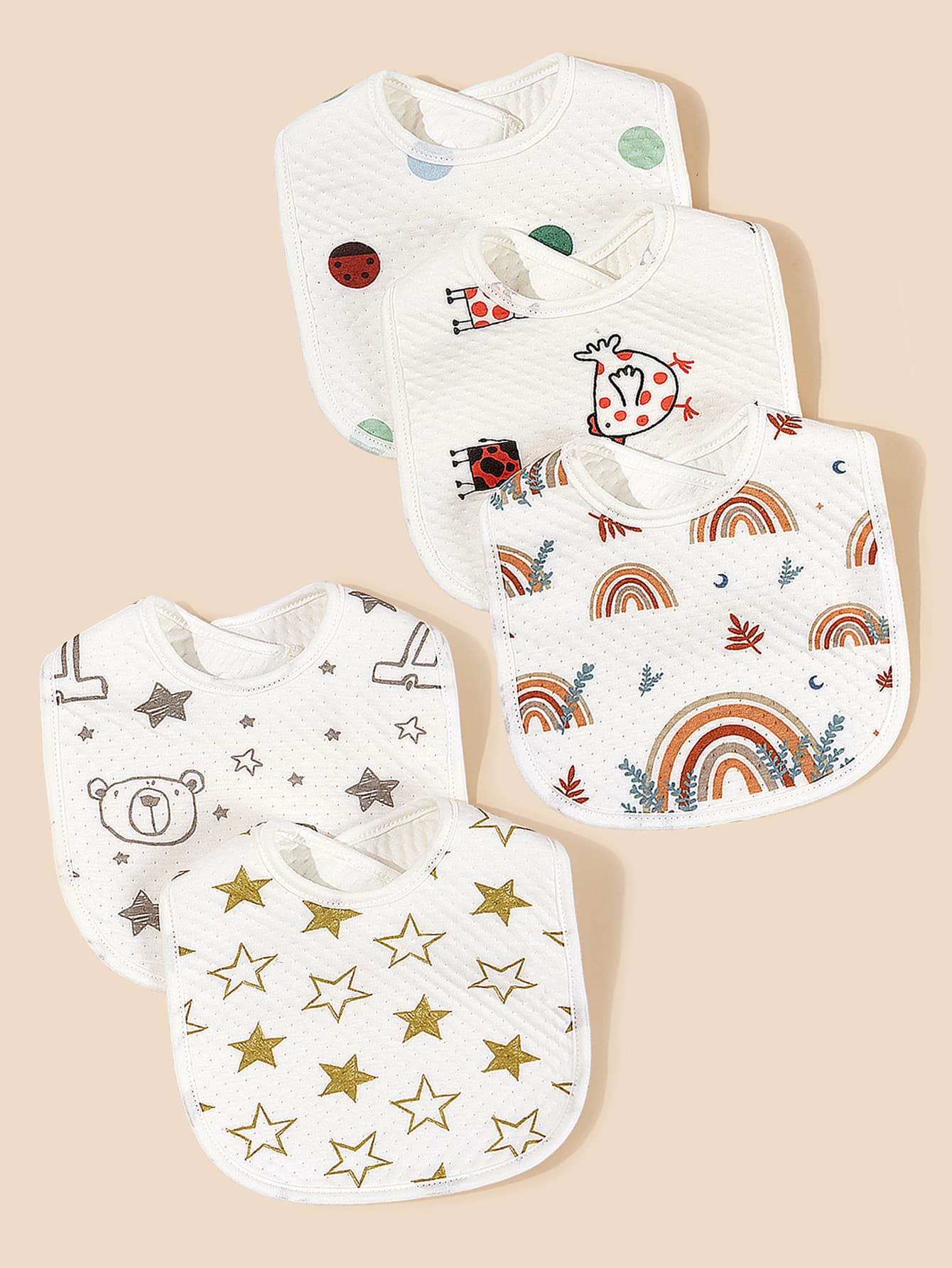 3pcs Random Color Cartoon Graphic Baby Bib - Multicolor - View 1