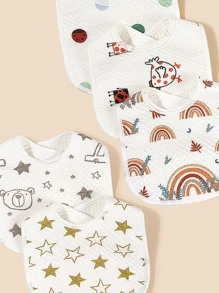 3pcs Random Color Cartoon Graphic Baby Bib - Multicolor - View 3