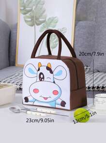 Cartoon Cow Pattern Lunch Bag - Multicolor - View 2