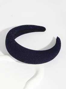Solid Glitter Headband - Navy Blue - View 1