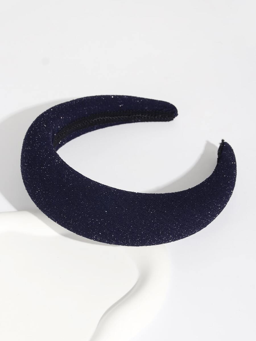 Solid Glitter Headband - Navy Blue - View 1