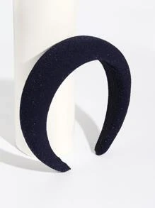 Solid Glitter Headband - Navy Blue - View 2