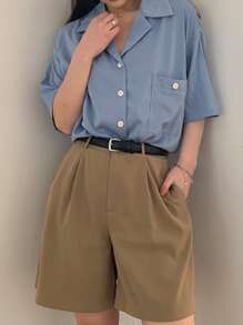 Elegante cinturón con hebilla cuadrada estilo años 2000 para pantalones vaqueros - Negro - Ver 1