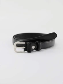 Elegante cinturón con hebilla cuadrada estilo años 2000 para pantalones vaqueros - Negro - Ver 2