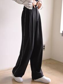 DAZY High Waist Tape Side Straight Leg Tailored Pants