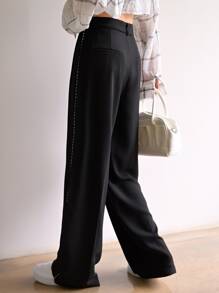 DAZY High Waist Tape Side Straight Leg Tailored Pants