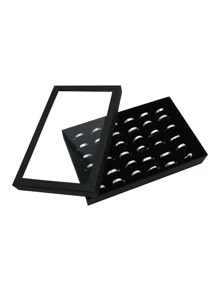 1pc Minimalist Ring Storage Box, Black Ring Display Tray For Home - Black - View 1