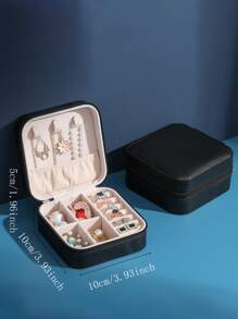 1 Miếng Có thể mang đi chất liệu da PU Hộp thu nạp trang sức Cho du lịch - màu đen - Xem 4