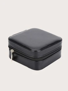 1 Miếng Có thể mang đi chất liệu da PU Hộp thu nạp trang sức Cho du lịch - màu đen - Xem 5