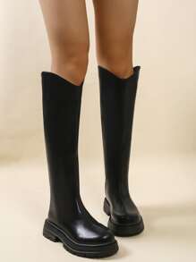 Women Say Neutral Fashion Pull-On Black Skirt Cowboy Boots, Simple Design