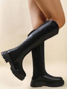 Women Say Neutral Fashion Pull-On Black Skirt Cowboy Boots, Simple Design