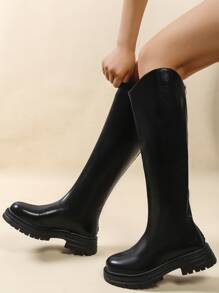 Women Say Neutral Fashion Pull-On Black Skirt Cowboy Boots, Simple Design