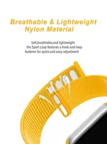 柔软透气的运动尼龙环带，兼容 表带 38MM 40MM 41MM 42MM 44MM 45MM 46MM 49MM，男女可调节表带，兼容 Series SE Ultra 11 10/9/8/7/6/5/4/3/2/1 - 黃色 - 查看 3