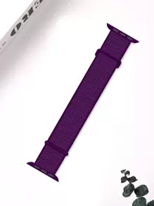 Soft And Breathable Sport Nylon Loop Strap Compatible With Apple Watch Bands 38MM 40MM 41MM 42MM 44MM 45MM 46MM 49MM, Women Men Adjustable Straps Compatible With IWatch Series SE Ultra 11 10/9/8/7/6/5/4/3/2/1 - Purple - View 2