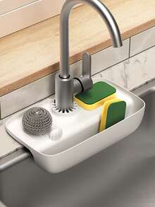 Solid Faucet Drain Rack - White - View 1