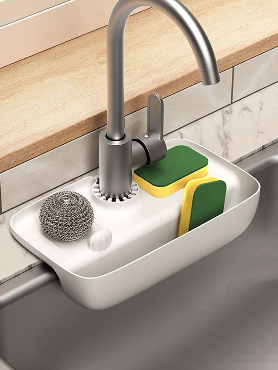 Solid Faucet Drain Rack - White - View 1