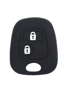 1pc Black Silicone Car Key Cover Protector, For Peugeot And Citroen 2 Button Vehicles - Black - View 1