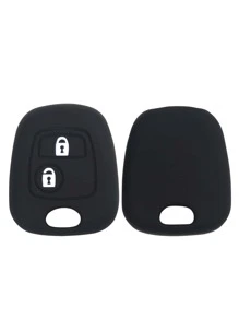 1pc Black Silicone Car Key Cover Protector, For Peugeot And Citroen 2 Button Vehicles - Black - View 3