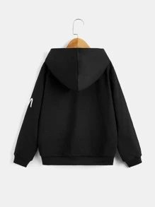 SHEIN 男孩熊和字母圖案連帽衫