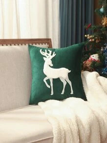 1 pieza Funda de cojín sin relleno alce con bordado - Verde - Ver 1