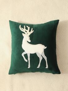 1 pieza Funda de cojín sin relleno alce con bordado - Verde - Ver 5