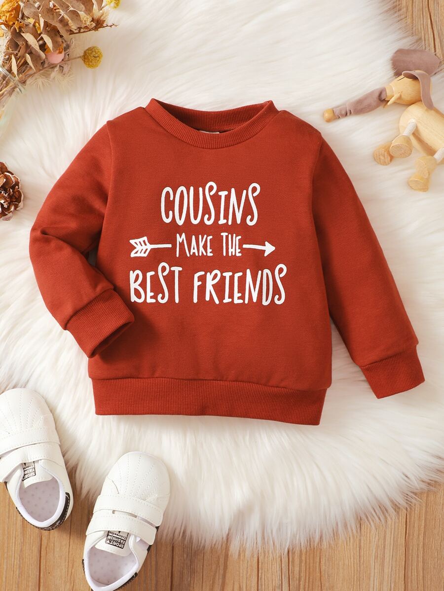 Baby Slogan Graphic Sweatshirt - Rust Brown - View 1