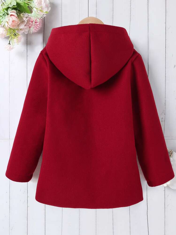 Young Girl Single Breasted Hooded Overcoat