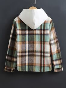Boys 1pc Plaid Patched Pocket Overcoat - Multicolor - View 2