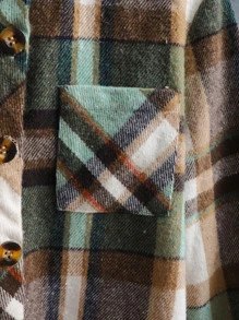 Boys 1pc Plaid Patched Pocket Overcoat - Multicolor - View 4