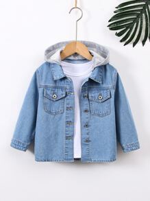 小男童1入組翻蓋口袋牛仔襯衫