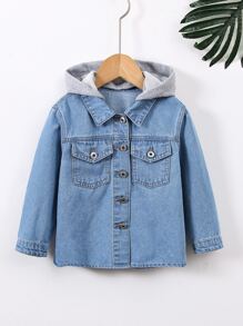 小男童1入組翻蓋口袋牛仔襯衫